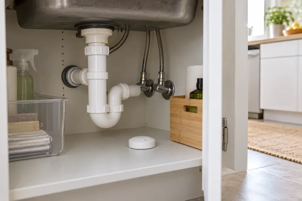 Detector de fugas de agua para casa bajo un fregadero
