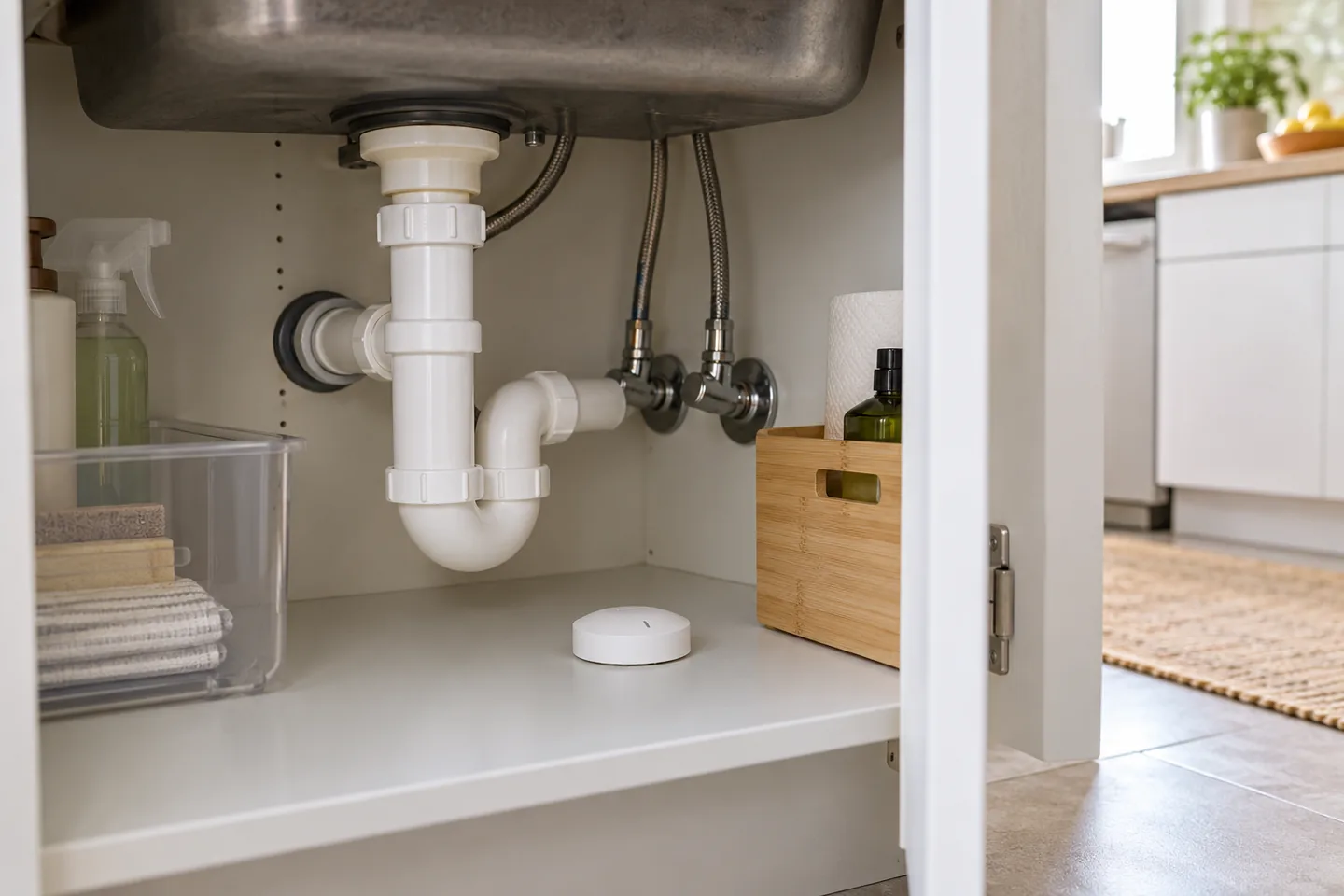 Detector de fugas de agua para casa bajo un fregadero