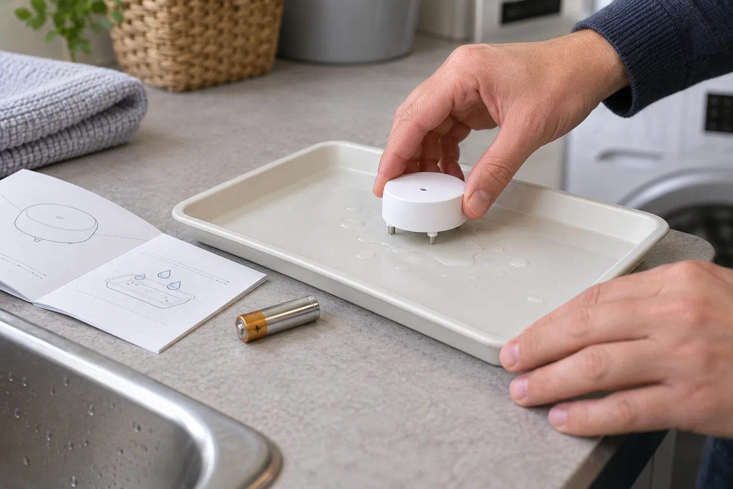 Prueba controlada de un detector de fugas de agua para casa