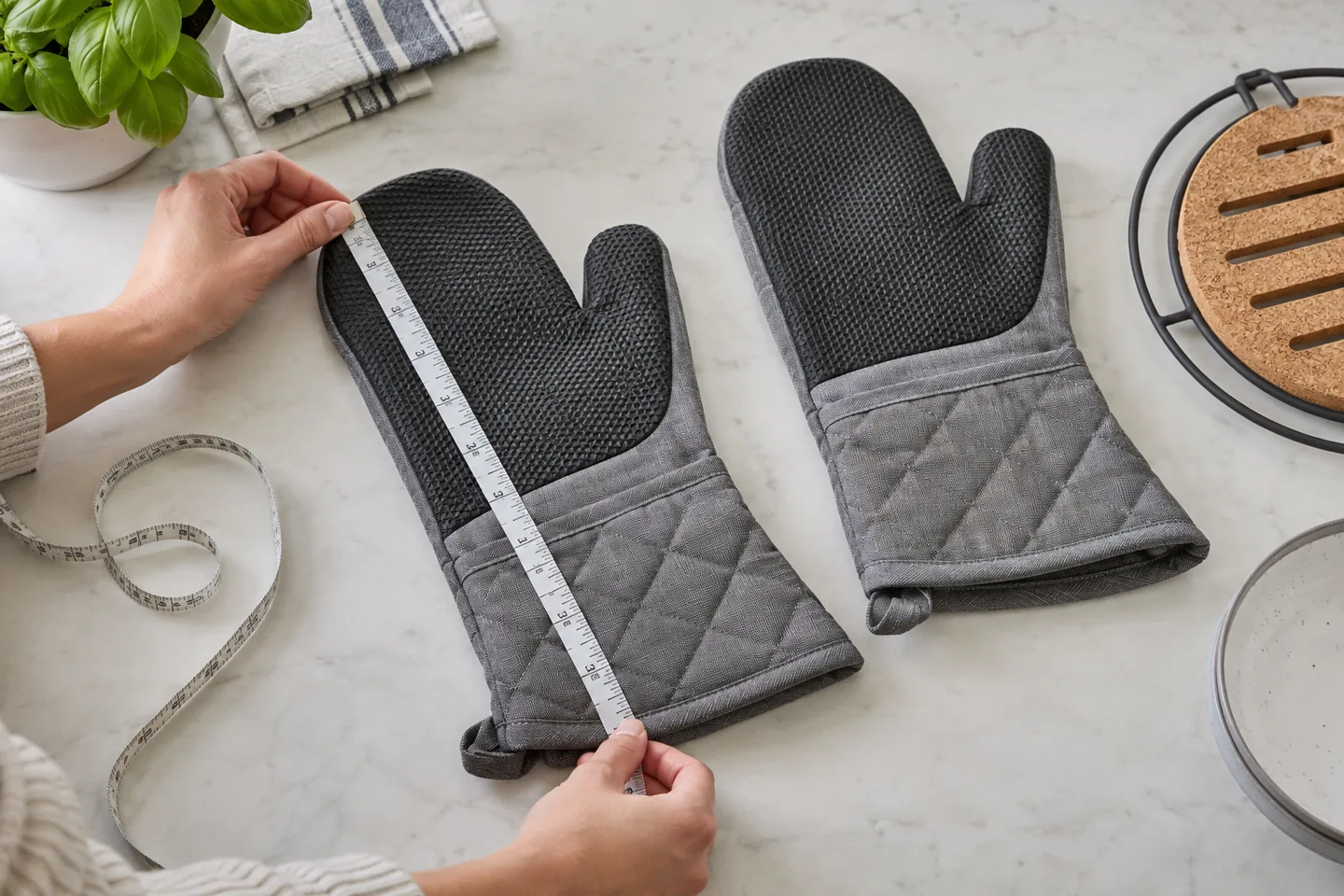 Medición de la cobertura de unos guantes de horno resistentes al calor