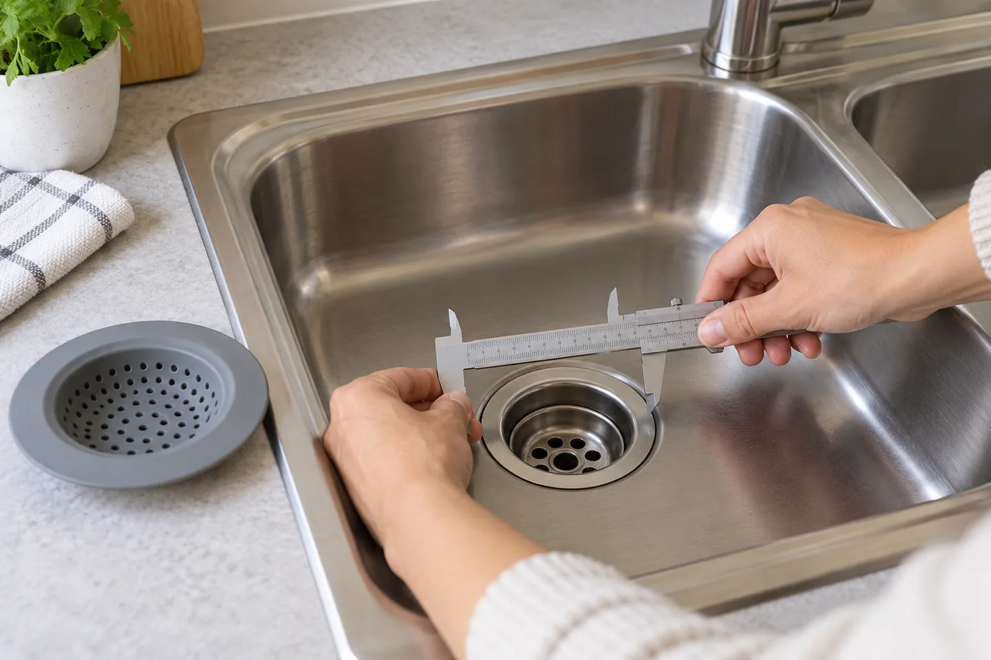 Medición del desagüe antes de colocar un filtro de silicona