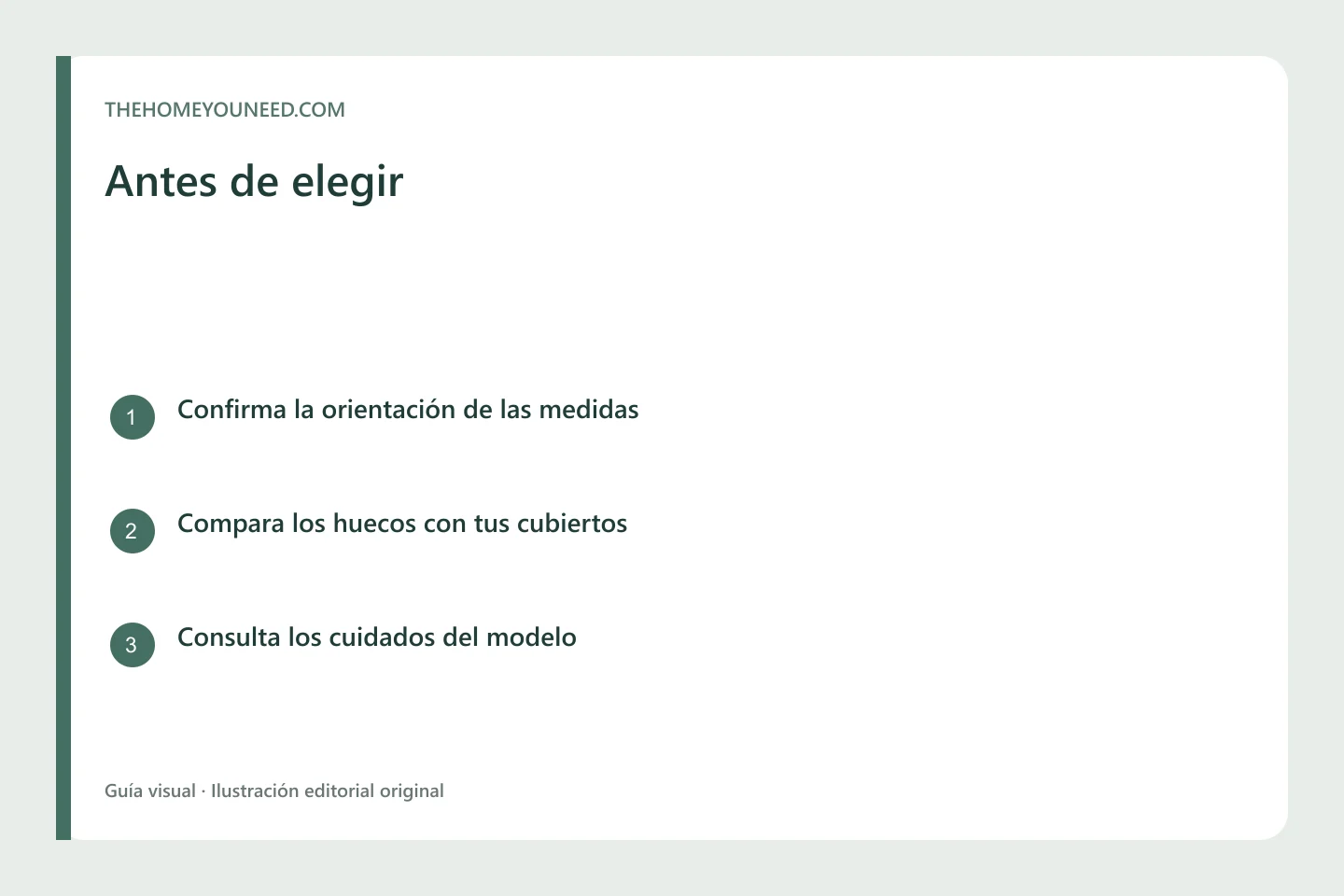 Infografía con una propuesta orientativa para separar cubiertos en cinco compartimentos